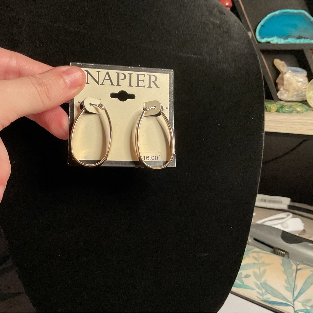 Napier Gold-Tone Teardrop Earrings - Picture 2 of 4